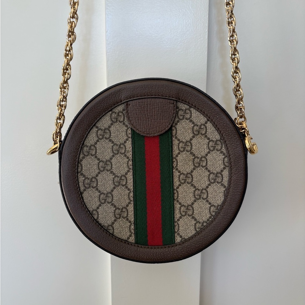 GUCCI GG SUPREME MONOGRAM OPHIDIA ROUND SHOULDER BAG - Picture 3 of 14